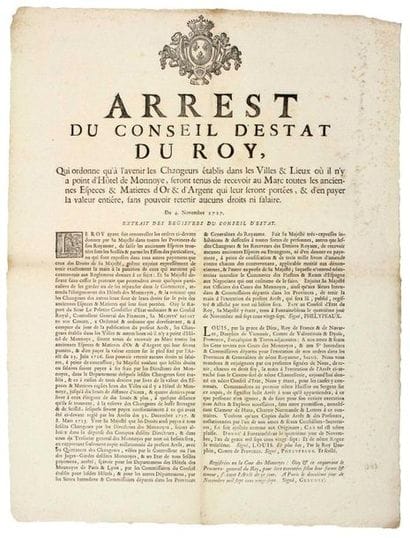 PARIS. 1727. EXCHANGE OF CURRENCIES & GOLD...