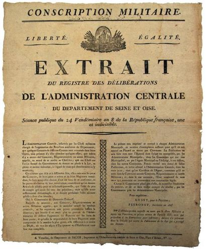 SEINE AND BIRD. 1799. MILITARY CONSCRIPTION....