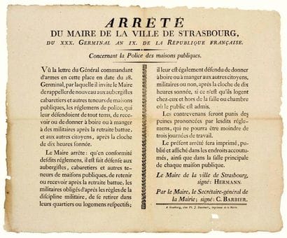 AN 9. STRASBOURG (BAS-RHIN). INNKEEPERS &...