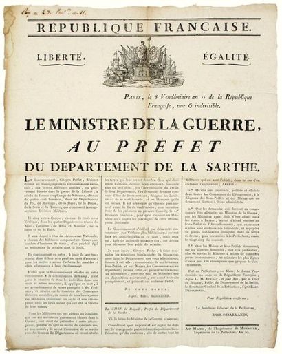 SARTHE. PARIS. 1802. VETERAN'S CAMP. 