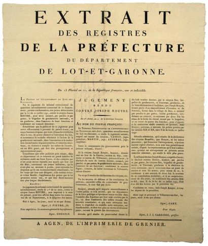 LOT ET GARONNE. 1803. Extract from the registers...