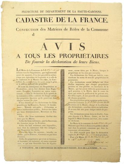 1806. MAKING OF THE LAND REGISTER. HAUTE-GARONNE....