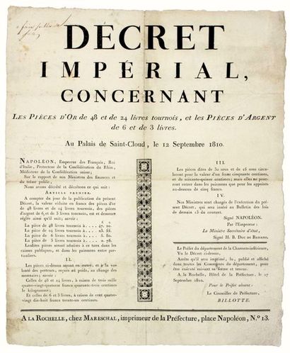 1810. EMPIRE. GOLD & SILVER COINS. (CHARENTE...