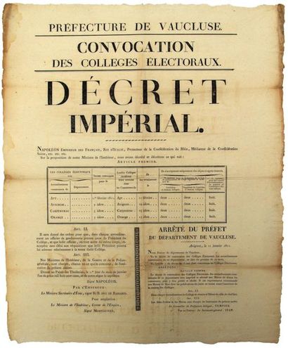 1811. VAUCLUSE. Imperial Decree of Convocation...