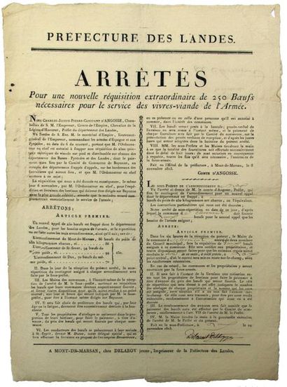 LANDES. 1813. EMPIRE. Arrested for a new...