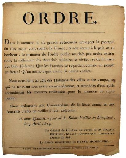 DROM. 1814. ORDER of the Hereditary Prince...