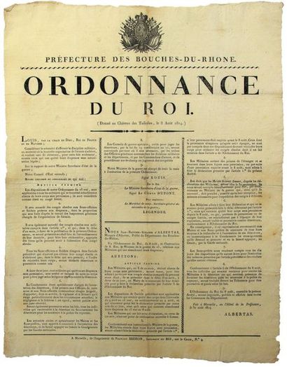 1814. BOUCHES DU RHÔNE. Order of King LOUIS...