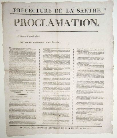 - WHITE TERROR. SONGS. SARTHE. 1815. PROCLAMATION...