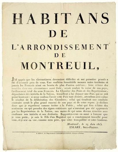 MONTREUIL SUR MER (62), 24th June 1815 (Consequence...