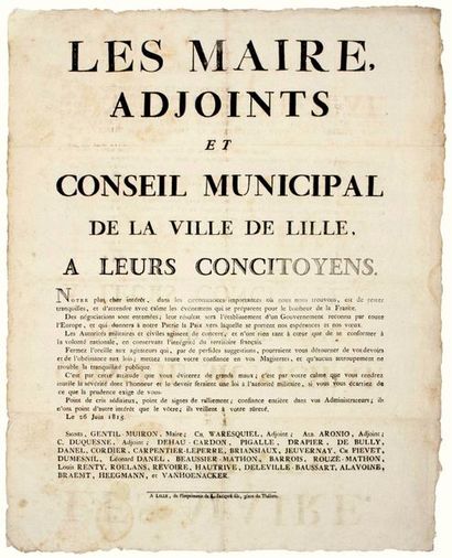 NORTH. LILLE on June 26, 1815. (End of the...