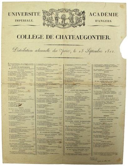 MAYENNE. 1812. CASTLE-GONTIER COLLEGE. Imperial...