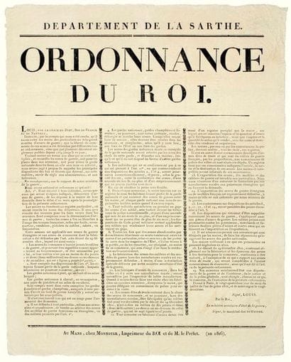 SARTHE. 1816 ORDER OF KING LOUIS XVIII, Given...