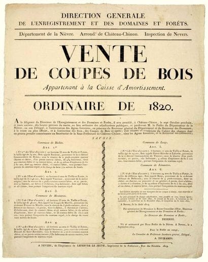 1819. NIÈVRE. DOMAINS & FOREST, Inspection...