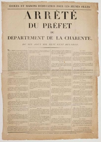 CHARENTE. 1819. GIRLS' SCHOOL. 