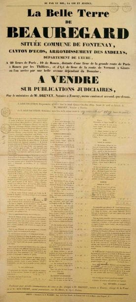EURE. SUM. 1829. SALE OF THE CASTLE OF BEAUREGARD...
