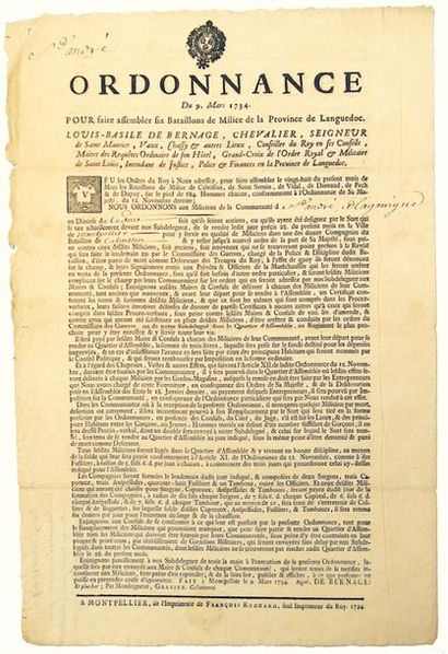 LANGUEDOC. 1734. Order of March 9, 1734 to...