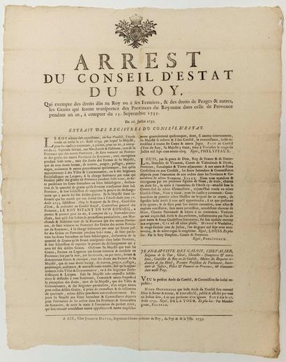 PROVENCE. GRAIN TOLLS. 1735.
