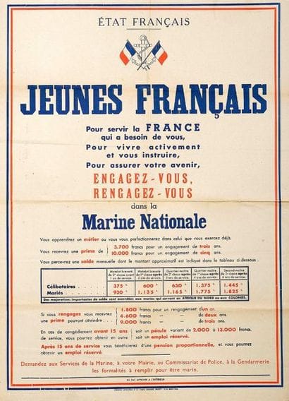 (ARMY 1940/42 for the MARINE.) FRENCH STATE....
