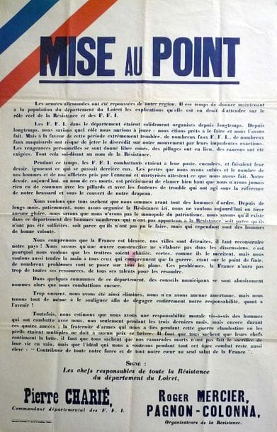 LA RÉSISTANCE du Département du LOIRET, August...