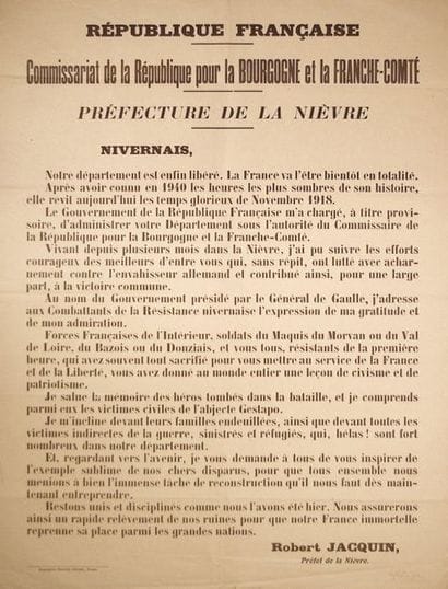 LA NIÈVRE LIBÉRÉE, September 1944. 