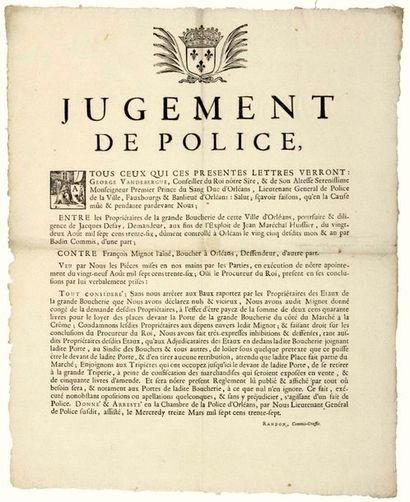 LOIRET. 1737. THE GREAT BUTCHER'S SHOP OF...