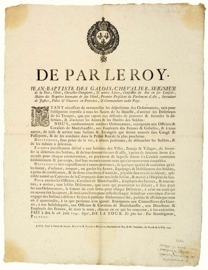 1740. PARLIAMENT OF AIX EN PROVENCE. ARREST...