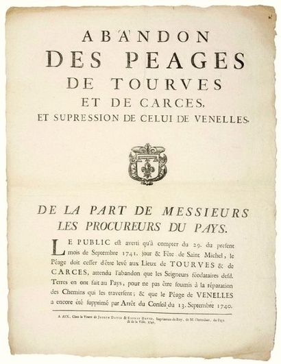 PROVENCE. 1741. Abandonment of the FÉODAUX...