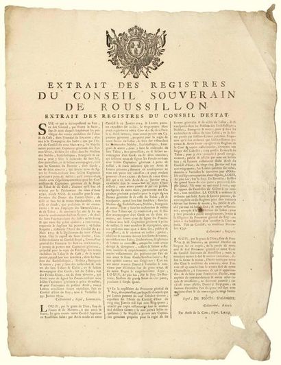 ROUSSILLON. 1742. DOUANE. TOBACCO & COFFEE...