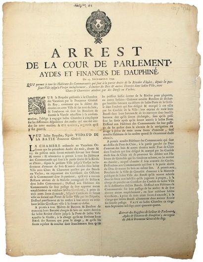 1744. DOUPHINED. (Fear of plague). Arrest...