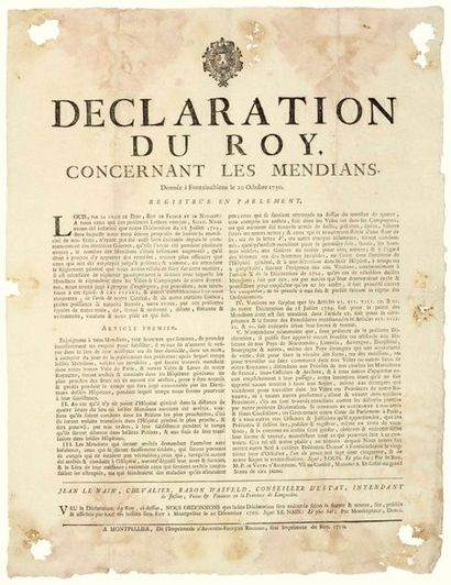 - 1750. LANGUEDOC. BANISHMENT OF BEGGARS....