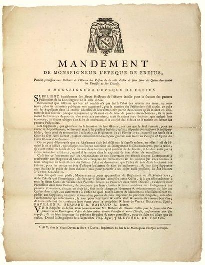 1763. FREJUS (83). PRISONS OF AIX EN PROVENCE...
