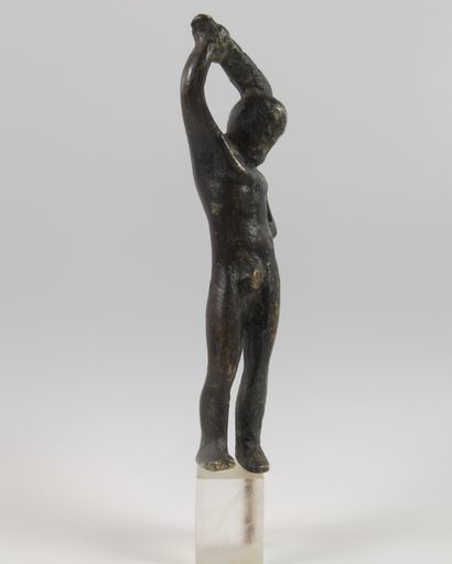 Statuette d’Hercule en bronze. H 12.5cm (avec...
