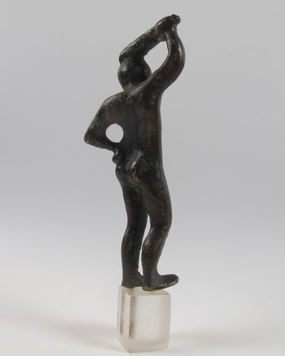 Statuette d’Hercule en bronze. H 12.5cm (avec...