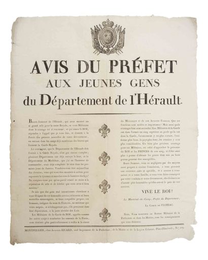 HÉRAULT. 4 Placards concerning the GARDE...