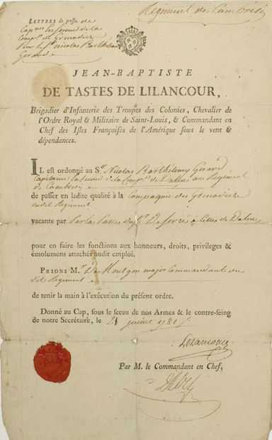 SAINT DOMINGUE. 1781. Signed 