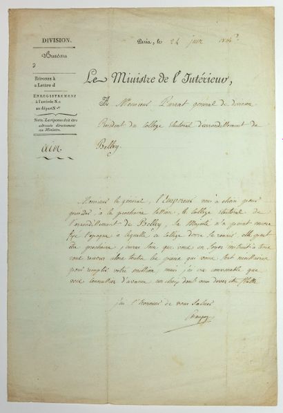 AIN. 1806. Letter of Jean-Baptiste NOMPÈRE...