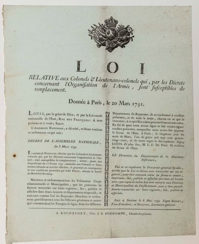 REVOLUTION. 1791. REORGANIZATION OF THE ARMY....