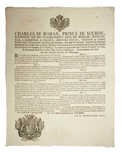 MARSHAL DE SOUBISE. 1761 - Decree of the...