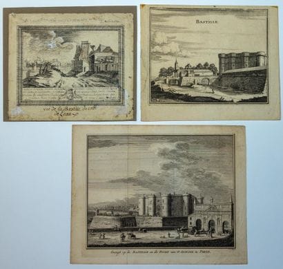 3 Views of LA BASTILLE, XVIIIth C. : 