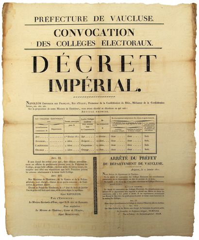 VAUCLUSE. Imperial Decree of Convocation...