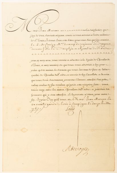 ORDER OF SAINT LOUIS. 1757. OISE. Royal letter...