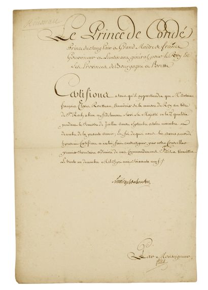 CONDÉ (Louis Joseph de BOURBON, Prince de)...
