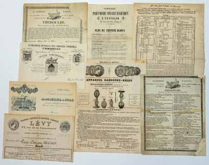 PARIS. 8 INVOICES, CURRENT PRICES, XIXth...