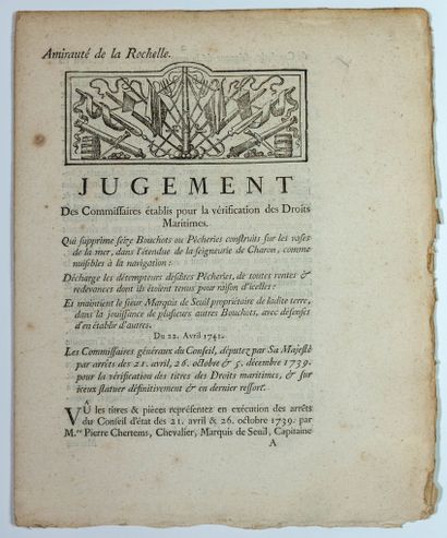 ADMIRALTY OF LA ROCHELLE (17), 1741. 