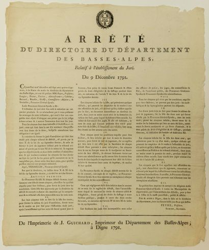 BASSE-ALPES. 1791. JUSTICE RÉVOLUTIONNAIRE:...