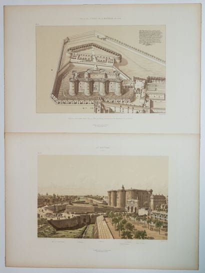 THE BASTILLE. 2 Lithographs end XIXe, of...