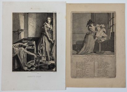 ASSASSINATION OF MARAT. 3 Engravings : 