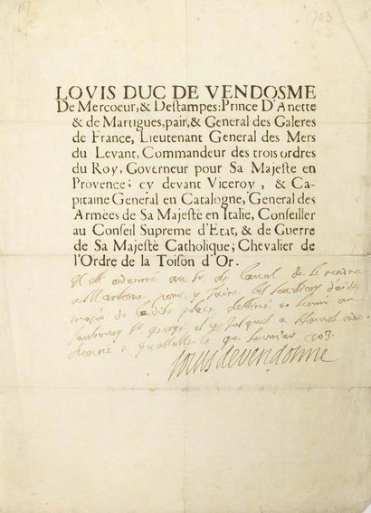 VENDÔME (Louis Joseph, Duke of PENTHIÈVRE,...