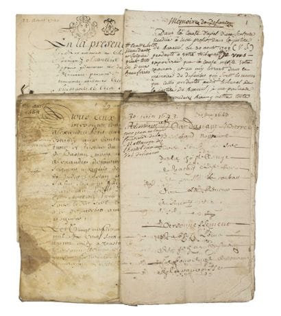 (INDRE). 4 Manuscript documents XVIIIth century,...