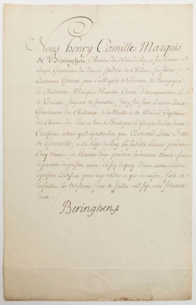 Marquis of BERINGHEN. CHÂTEAU DE VERSAILLES...